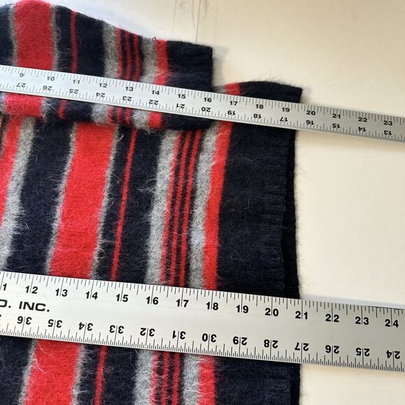 Rafaella Womens Cowl Neck Sweater Red Black Striped Angora Blend Large Lambswool - Picture 6 of 6